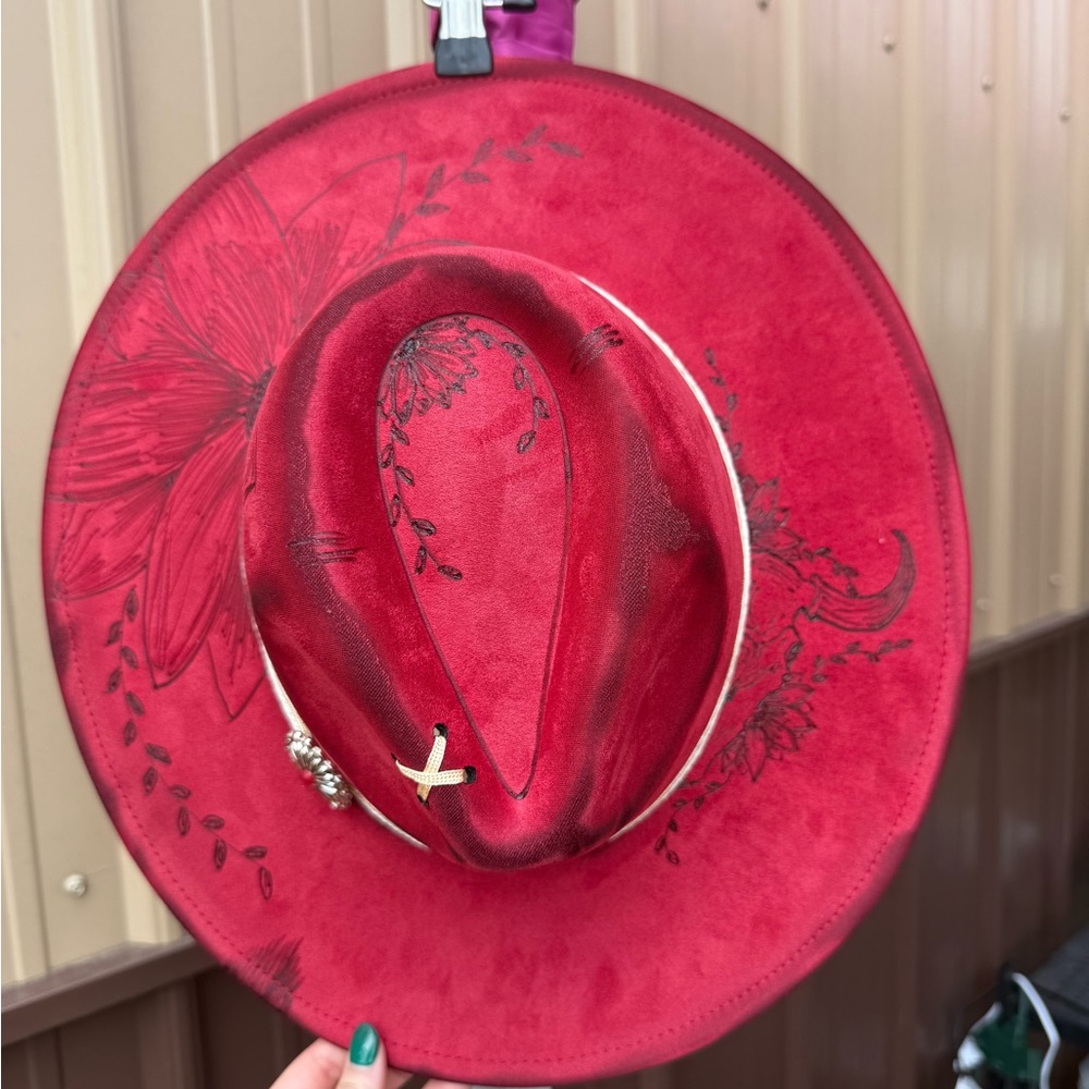 Dark Pink/Red Burned hat